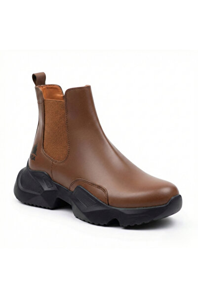 BESKAR BA0444 Bağcıksız Rahat Yüksek Taban Taba Erkek Spor Yarım Bilek Bot