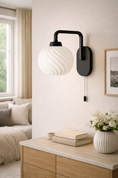 Limon 3D Desing Viola Duvar Aplik Siyah Lamba Modern Dekoratif Minimal İpli A...