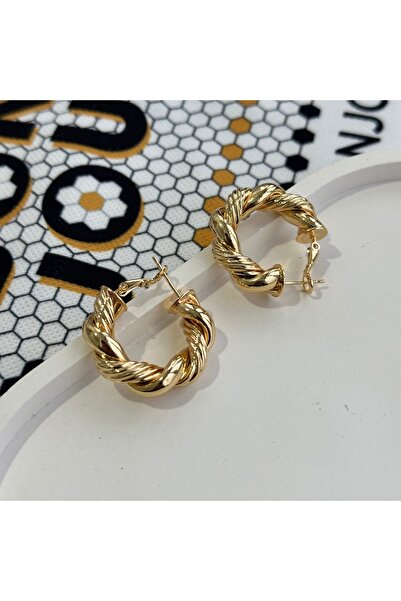 BULUT SEPETİ حلق من الفولاذ الذهبي مقاس كبير