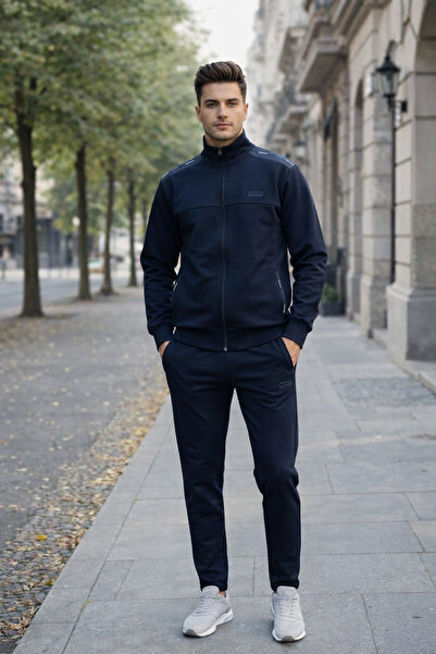 wera Lacivert İki iplik kompak penye kumaş erkek eşofman takımı