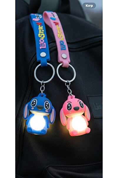 labubu sepeti 2’li paket Stitch ve Lilo ışıklı anahtarlık