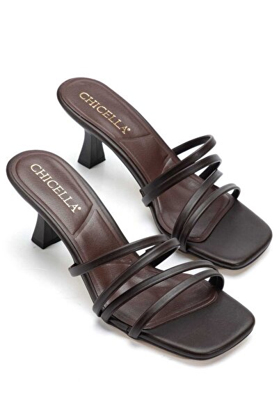 CHICELLA Jolie Kahve Kısa Topuklu Kadın Terlik