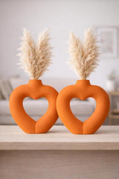 rufhomedesign Kalp 2’li Bohem 16 cm Vazo Pinterest Pampas Vazosu Dekoratif Sa...