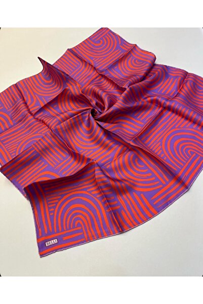 Belli Tivil Ipek Eşarp 4010-37 Mor Karışık Desen