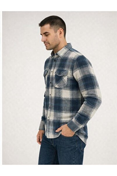 dikser mavi ekose oduncu gömlek modeli