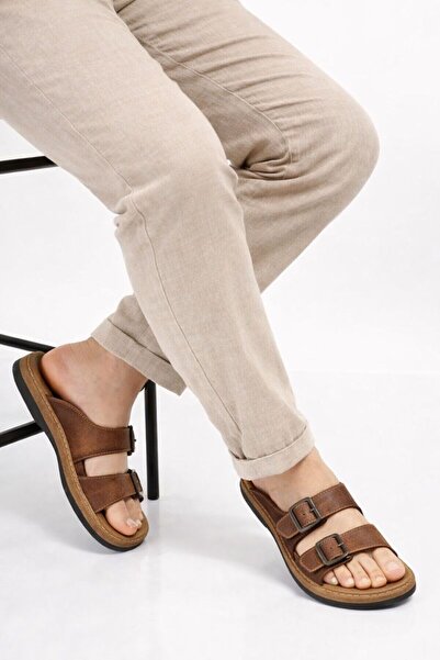 ADIMİST شباشب رجالية جلدية (صناعية) لتقويم العظام بنعل مزدوج قابل للتعديل ومخ...