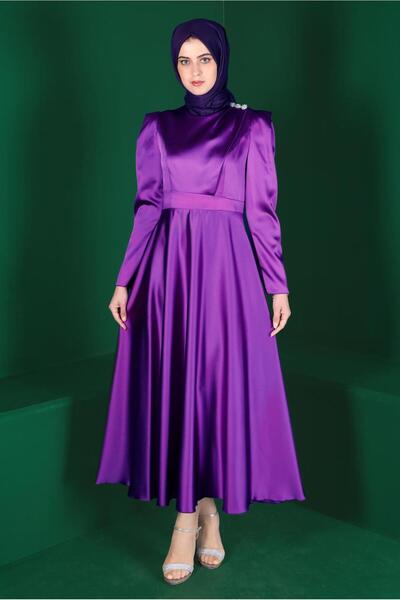 Alvina Stone Detail Satin Dress 42872