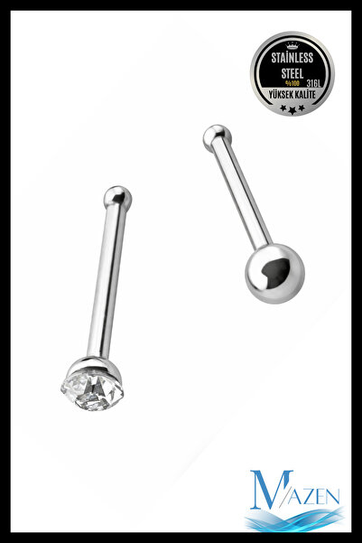 MAZEN 2’li Çelik Hızma Seti | Toplu & Zirkon Taşlı | 3 mm | Kararmaz Burun Pi...