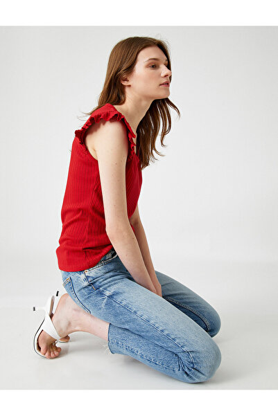 Koton Μπλουζάκι με ραβδώσεις με σούρες