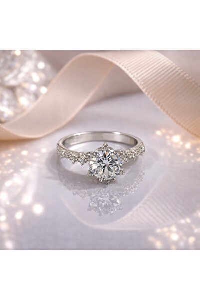 Siset Gümüş 925 Ayar Sertifikalı Rodyum Kaplama Zirkon Taşlı Lotus Çiçeği Aşk...