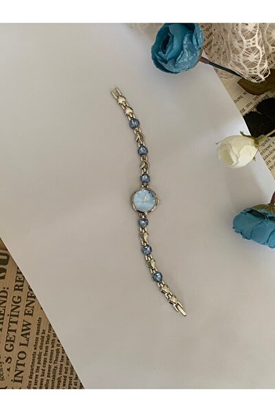 chaoyada Pinterest Kalp Taş Vintage Mavi Gümüş Kol Saati Hediye Kutusunda