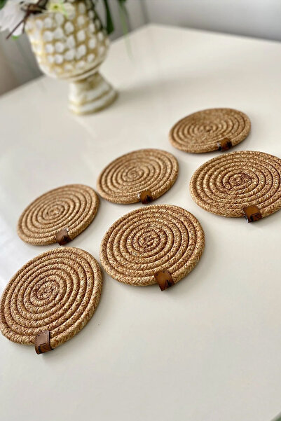 MS Glassware Wicker Tress Coasters (Set of 6), 12 Cm, Cup, Glass, Mug, Candle...