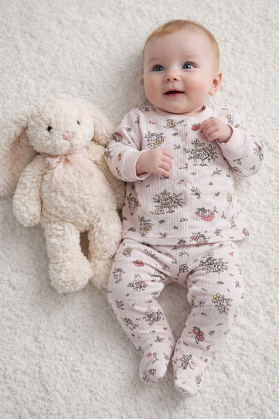 greenmoss 100% Cotton Rabbit Figured Baby Pajama Set