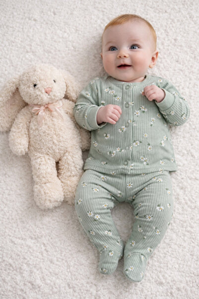 greenmoss 100% Cotton Daisy Patterned Baby Pajama Set