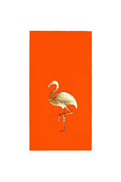 Story 40X40 cm Gold Foil Flamingo Patterned 16-Piece 1/8 Fold Orange Colored ...