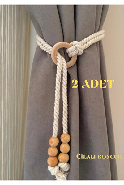 MACROMEKİDS 2 Adet Bohem Tarz Perde Bağı – Fon Perde Uyumlu El Yapımı Cilalı ...