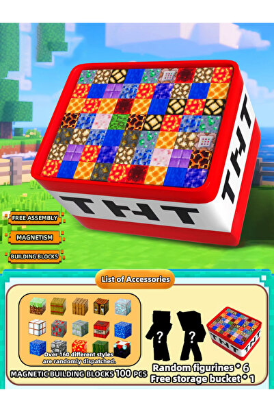 Choice مجموعة مكعبات بناء مغناطيسية حمراء اللون، 106 قطعة، صندوق تخزين ألعاب،...