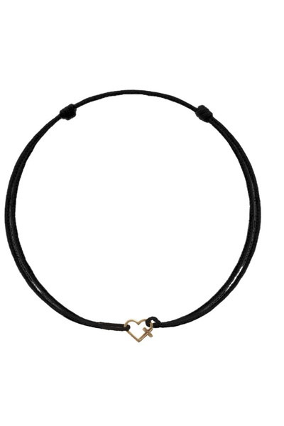 Bijuteria SORELLY Brățară din aur de 14k cu pandantiv inimă și cruce, cu dung...