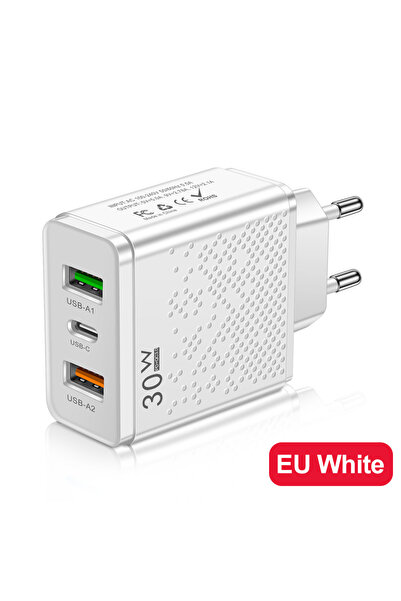 Choice شاحن جداري أبيض من النوع C مزود بمنفذي USB وتقنية الشحن السريع PD بقوة...