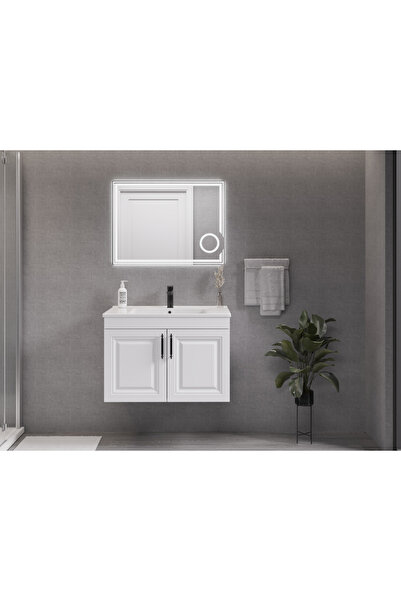 ROSEART BANYO ŞULE BEYAZ 80CM BANYO DOLABI SET HALİNDE LED AYNA + ALT MODÜL +...
