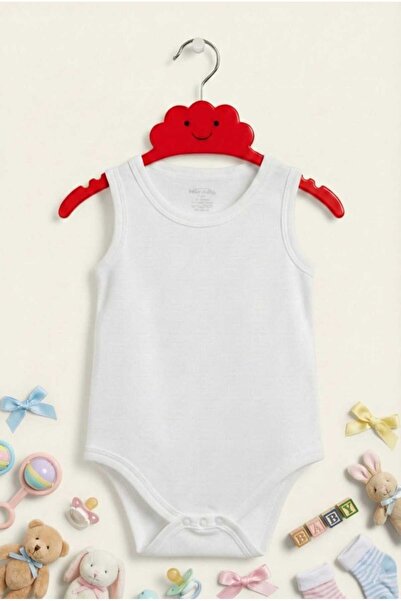 Fuar Baby 100% Cotton Unisex Strap Baby Bodysuit - White Snap Fastener Body Set