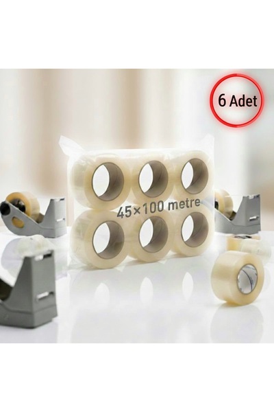 DCA SUPPLY STORE Premium Hotmelt Şeffaf Koli Bandı Güçlü 45mm×100m (6’lı Avan...