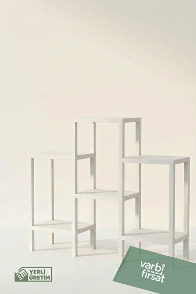 Varbifırsat Piramit 6 Lı Plastik Raf Ünitesi, Çiçeklik, Banyo, Mutfak Rafı, A...