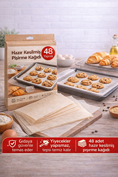 Kullanatsepetim 48 Adet Hazır Kesilmiş Pişirme Kağıdı – Fırın Tepsisi İçin Pr...