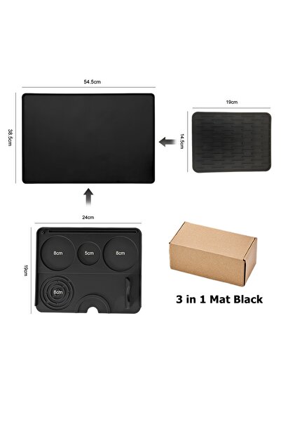 Choice حصيرة سيليكون سوداء لماكينة صنع القهوة، مقاس 54.5 × 38.5 سم، 3 في 1، م...