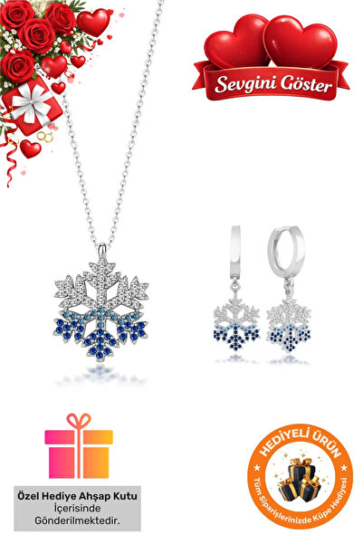 Lucente Jewellery Hediye Kutulu Kolye & Küpe Seti 925 Ayar Gümüş Kaplama Sevg...