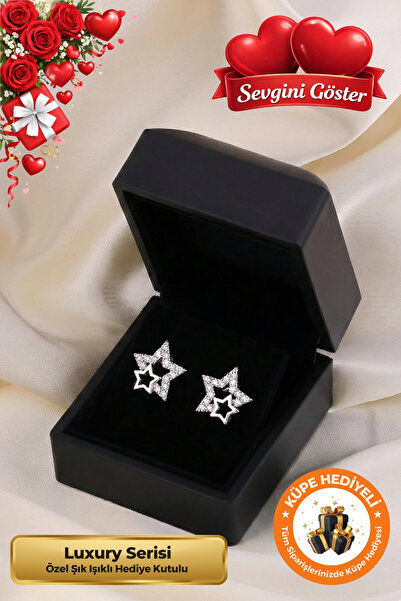Lucente Jewellery Işıklı Hediye Kutulu Yıldızlı 925 Ayar Gümüş Kaplama Sevgil...