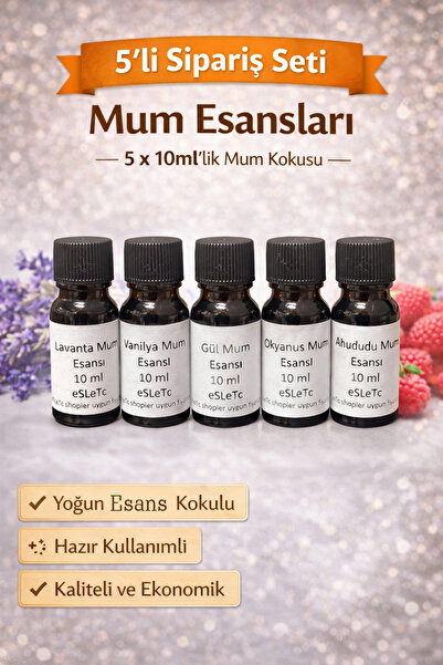 eSLeTc 5' Li Mum Esans Seti, Lavanta, Vanilya, Okyanus, Ahududu Ve Gül Buhurd...