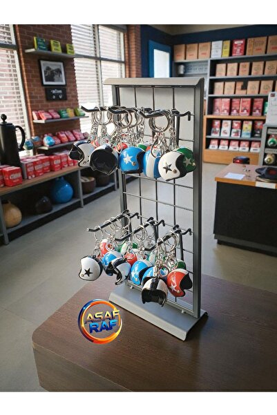 ASAFF MASA ÜSTÜ ÜRÜN STANDI + 6 ADET KANCA 10 cm KANCA RENK:ANTRASİT