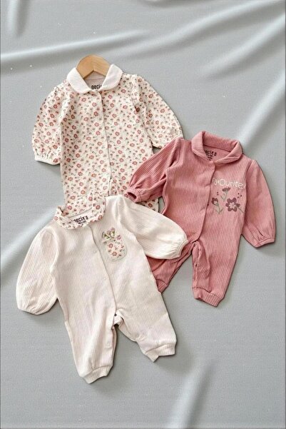 ALTINTAŞ BABY Altıntaş Baby - طقم بذلة موسمية مكونة من 3 قطع منقوشة بالزهور