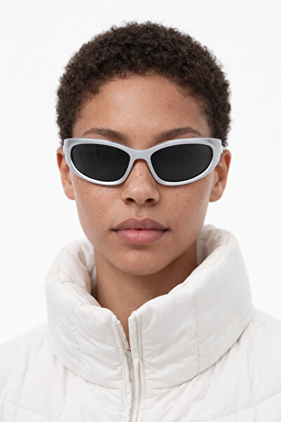 Houseofeyeris Zayra Gray Frame Narrow Oval Cat-Eye Sunglasses – Black Lens – ...