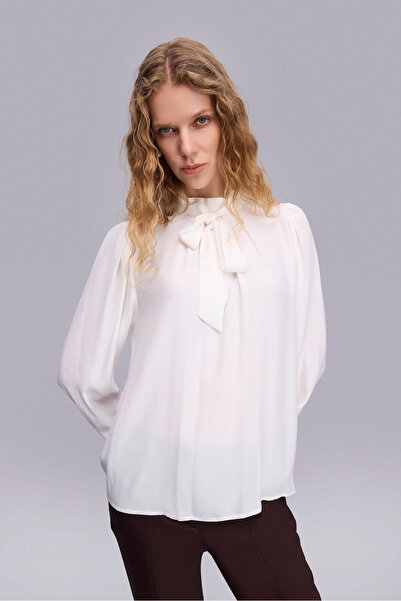 Naramaxx Yakası Bağlamalı Ekru Bluz