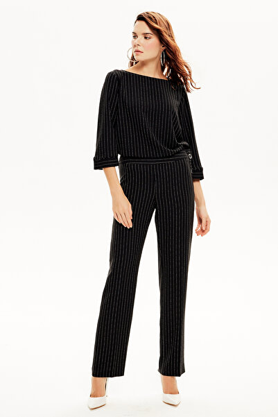 Naramaxx Kuşgözü Detaylı Çizgili Bol Kesim Pantolon