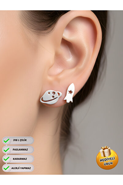 Piercing Market Steel & Silver زوج واحد من الأقراط المقاومة للبهتان والتشويه ...