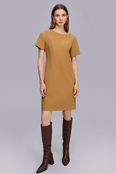 Naramaxx Pencere Detaylı Yarım Kollu Yeşil Elbise