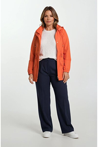 Spazio Goudot Kapüşonlu Mevsimlik Parka – Beli Büzgülü, Çıtçıt Detaylı TURUNCU