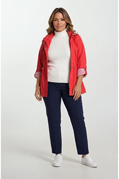 Spazio Goudot Kapüşonlu Çıtçıtlı Kaban Kırmızı