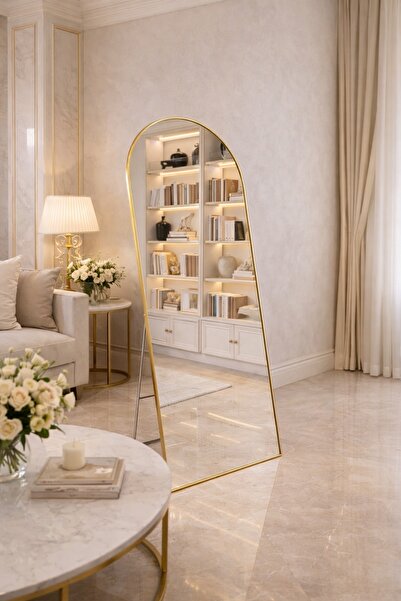 CLNK ALTIN Kaplama Metal Çerçeveli 180x60 Hafif Tasarım Kırılıma Karşıtı Ayak...