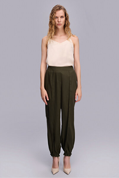 Naramaxx Paçası Büzgü Detaylı Haki Pantolon