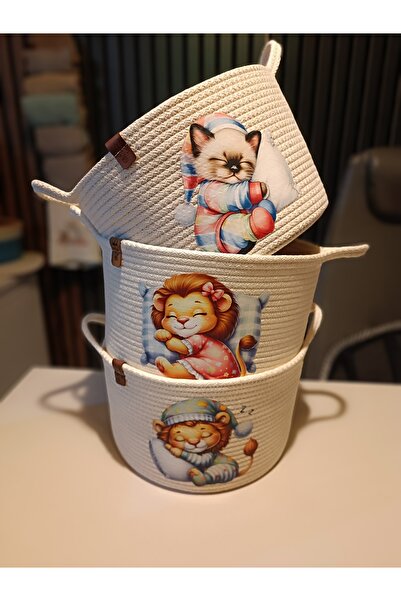 Ahs Tasarım DFT Baskılı Bebek Ve Çocuk Odası Sepeti, Düzenleyici Sepet