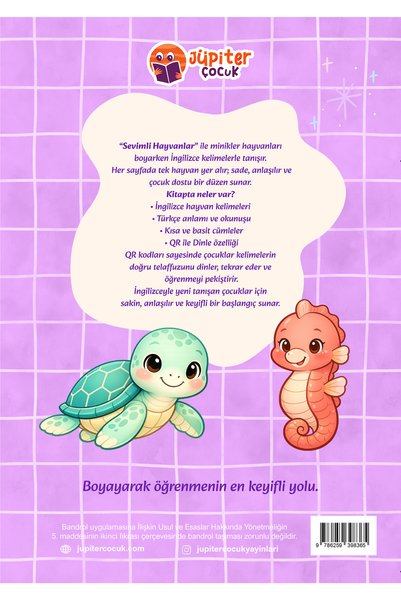 Jüpiter Çocuk Yayınları I'M Learning English: Cute Animals Coloring Book |   Cambridge Listen with Qr |   52 Pages