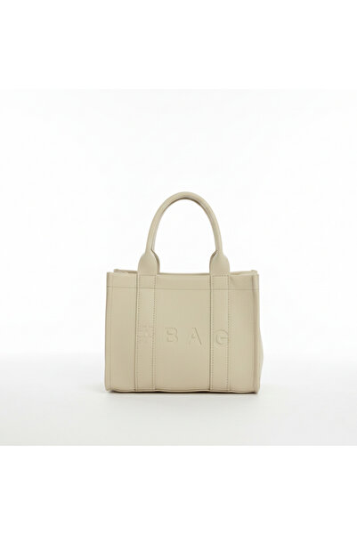 Baghashtag Cream Leather Mini Tote Bag
