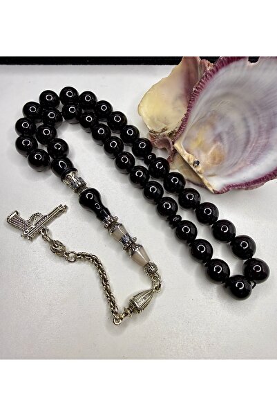 İskenderun Tesbihcilik سبحة من العنبر الأسود المصقول يدويًا من ناكاش إمامي