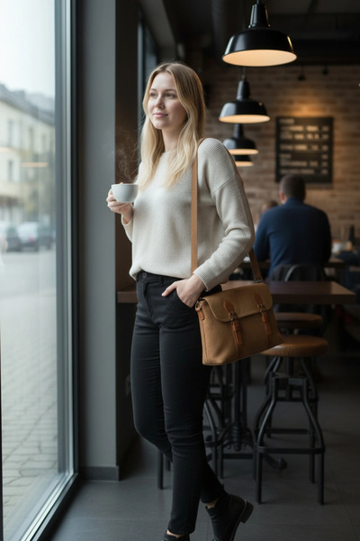 Glemix Frida Taba Süet Vintage Kadın El Ve Omuz Çantası