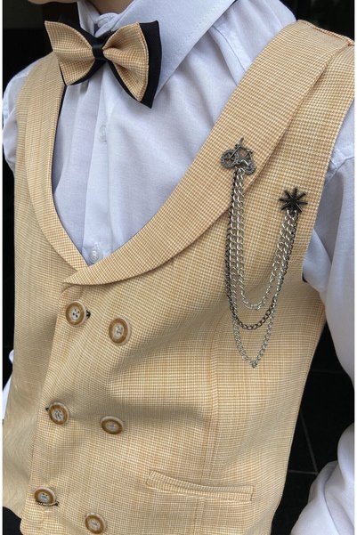 WENA KİDS Children's Vest Suit Shirt set MUSTARD