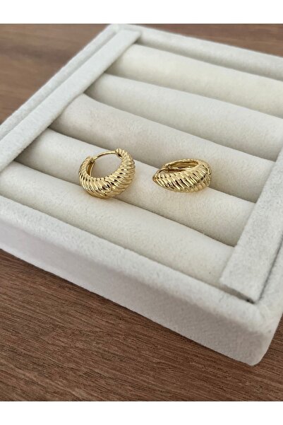 ATELİER GİZEM Xuping 14k gold rengi kararmaz burgu çelik halka küpe